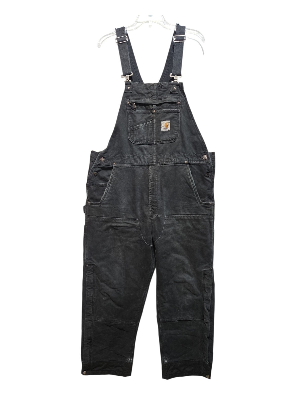 Carhartt 104031 BLK Black Insulated Men's Bib Overalls Workwear L/short 40x29 - Picture 1 of 9